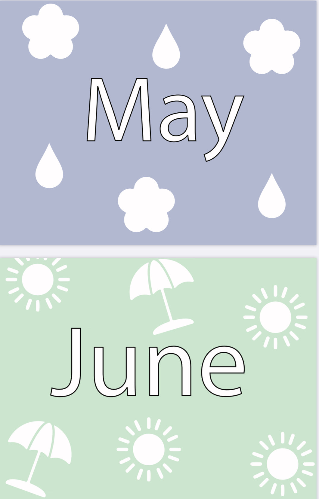 Days of the Week, Months of the Year & Seasons Flash Cards